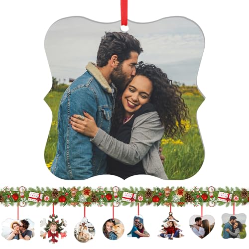 Ornamenti natalizi personalizzati 2025 Aggiungi foto e nome Palline di Natale in metallo personalizzate per albero di Natale, regalo per coppie, familiari, amici, matrimoni, fidanzamenti