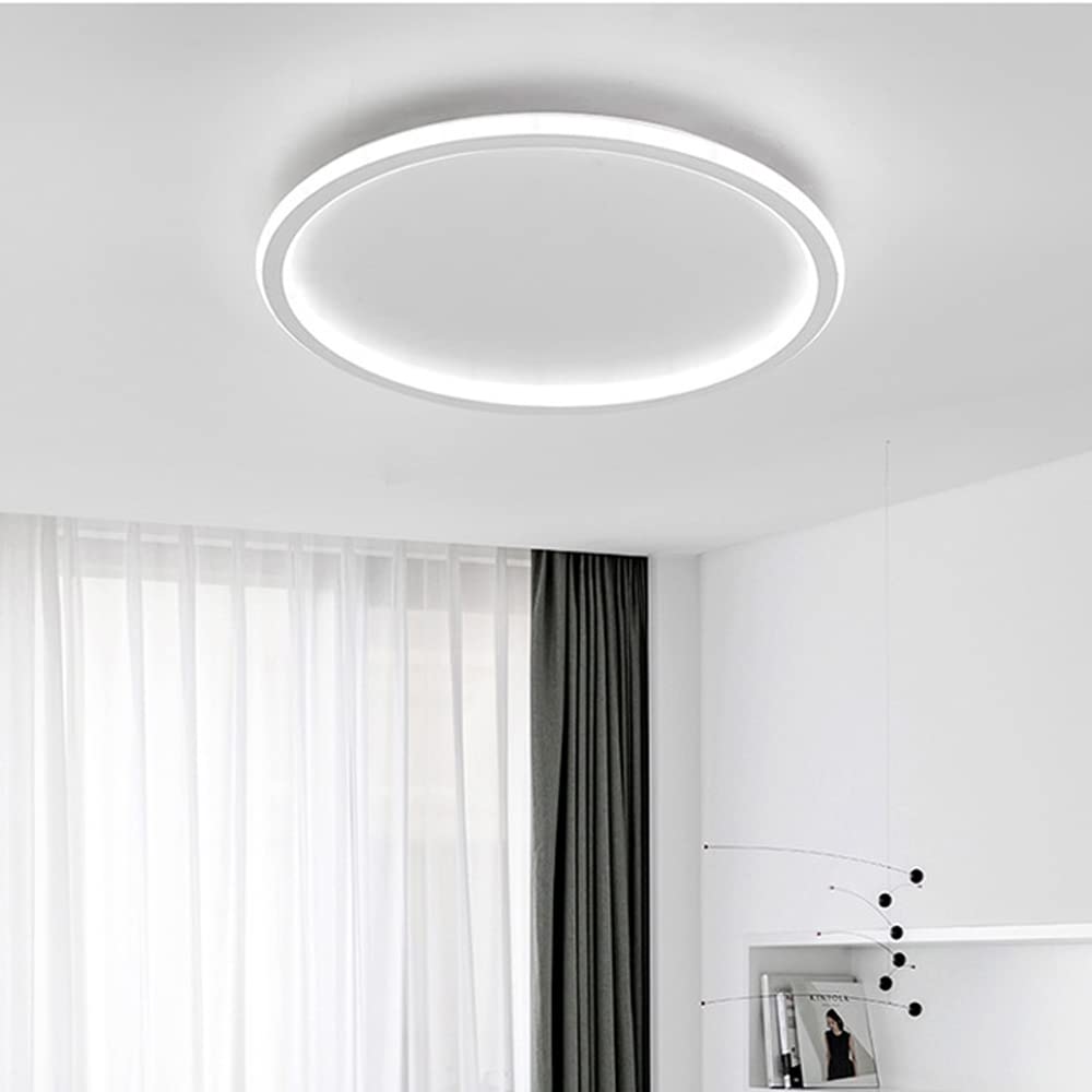 Dimmable LED Ceiling Light Fixture Flush Mount,24 inch Modern Round Recessed Ceiling Lamp with Remote Control and APP Adjustment,White 66W Close to Ceiling Lighting Living Room Bedroom,3000K-6000K