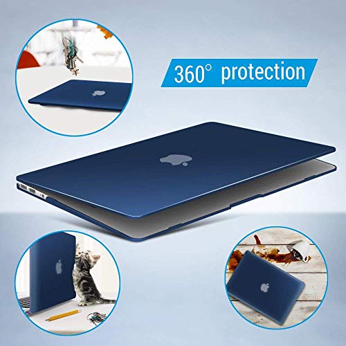 IBENZER Old Version MacBook Air 13 Inch Case (2010-2017 Release) (Models: A1466 / A1369), Plastic Hard Shell Case with Keyboard & Screen Cover for Apple Mac Air 13, Navy Blue, A13NVBL+2