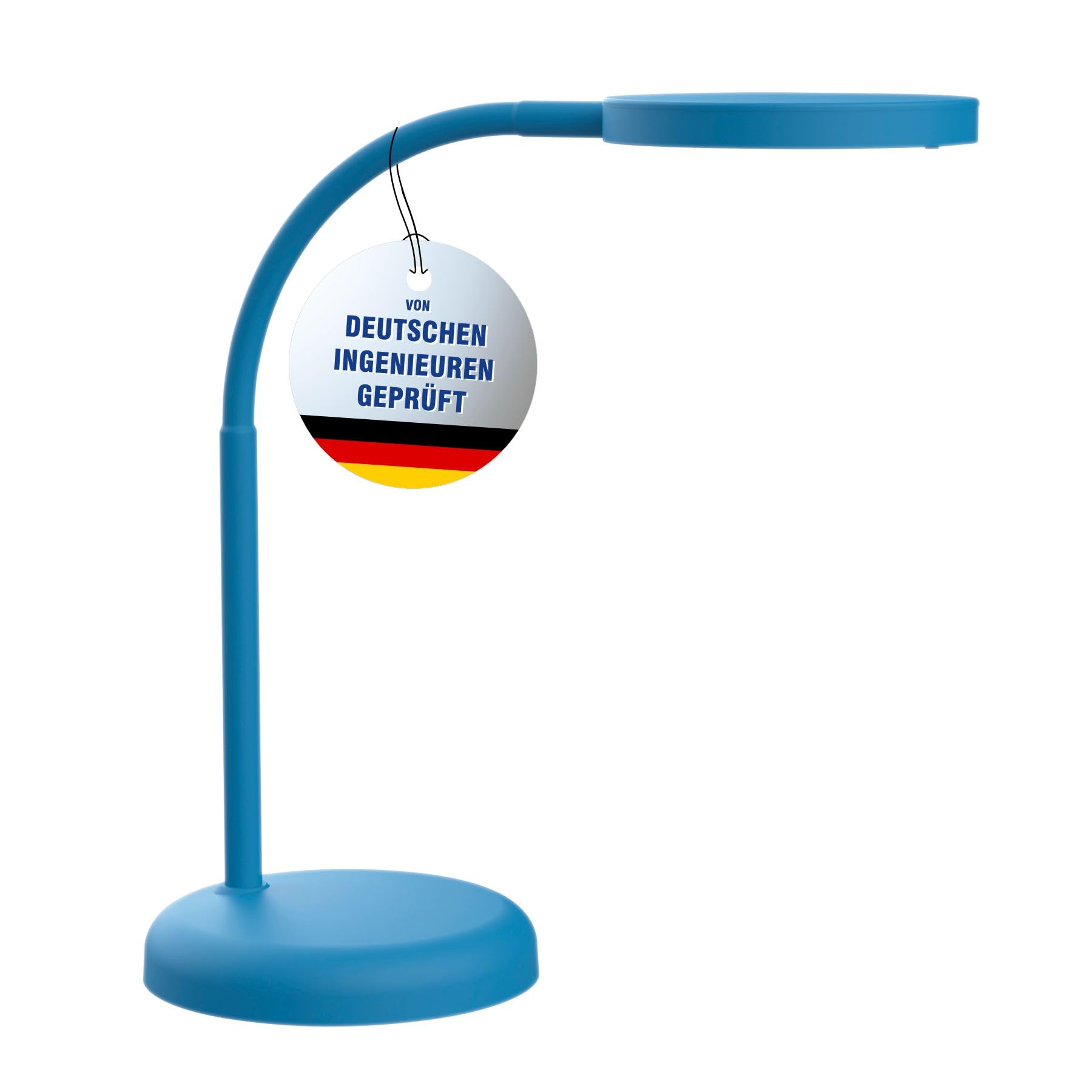 MAUL Schreibtischlampe LED MAULjoy | Kleine Schreibtischlampe mit Standfuß | Moderne Tischlampe für Schreibtisch, Büro | Flexible LED Lampe mit 3000K warmweißem LED Licht | Atlantic Blue