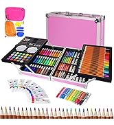 MKNZOME Jeux de Dessin Trousse Couleurs Enfants, 145 Pièces Mallette Peintures pour Enfants avec Crayons ...
