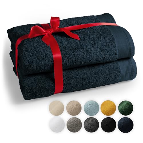 Blumtal Premium Set de 2 Juegos de Toallas de Sauna 80x200cm - Toalla para Sauna Oeko-Tex certificada, 100% Algodón, Rizo XXL, Toallas Sauna Extra Suave y Absorbente, Azul Oscuro