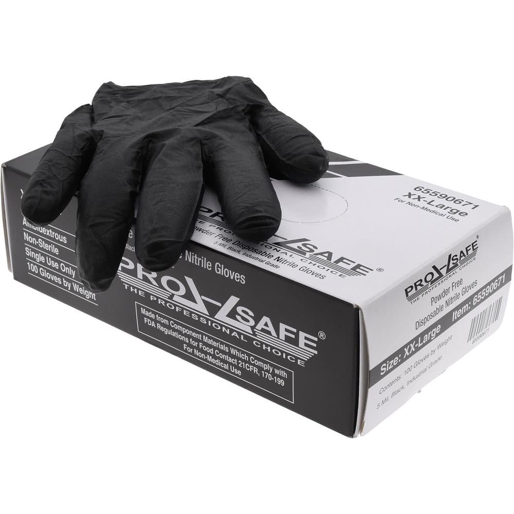 PRO-SAFE 5 mil Black Nitrile Industrial Gloves, Powder-Free, Box of 100