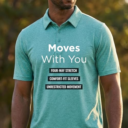 Antigua Men's Par 3 Polo - Soft Heather Poly-Stretch Golf Shirt | Moisture-Wicking Performance Top for Comfort & Style miniatura 2