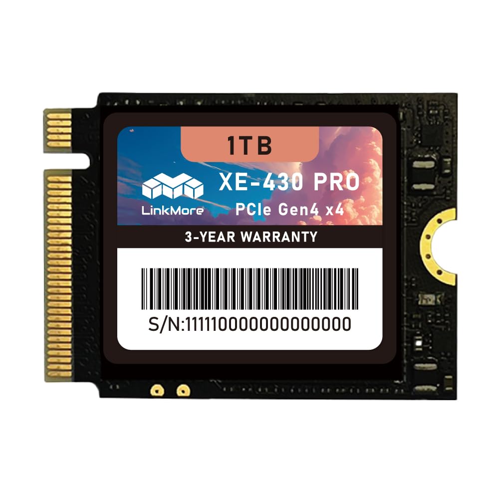 LinkMore XE-430 PRO SSD M.2 2230 NVMe de 1 TB, unidad interna de estado sólido PCIe Gen4 x4 / PCIe 4.0, expansión de almacenamiento para dispositivos de juegos portátiles
