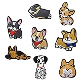 ULTNICE 8pcs Dog Patches Iron on Patches Lovely Corgi Collie Dalmatian Sew on Patches Embroidered Pu