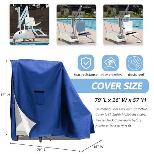 Funda Protectora para Silla Elevadora de Piscina 79"x16"x57" Azul miniatura 2