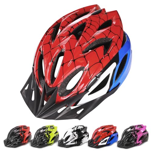Kids Bike Helmet for Boys & Girls 3-8 Years Adjustable Lightweight Helmet with 18 Vents Toddler Child Multi-Sport Safety Certified Helmet for Bicycle Scooter Skateboarding 48-55CM S Black-Red