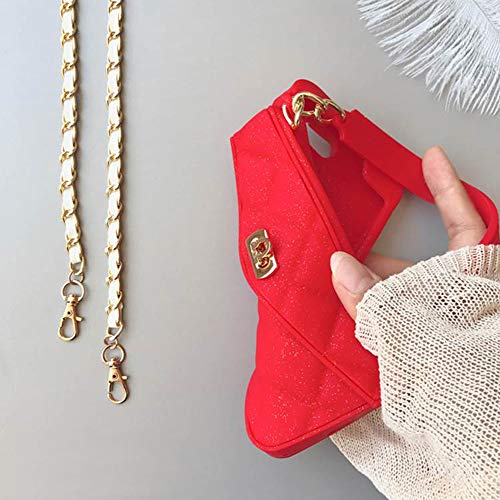 UnnFiko Wallet Case Compatible with iPhone 14 Plus, Cute Light Luxury Bag Design, Purse Flip Card Pouch Cover Soft Silicone Case with Handstrap Long Shoulder Strap (Red, iPhone 14 Plus) by UnnFiko - Image 6