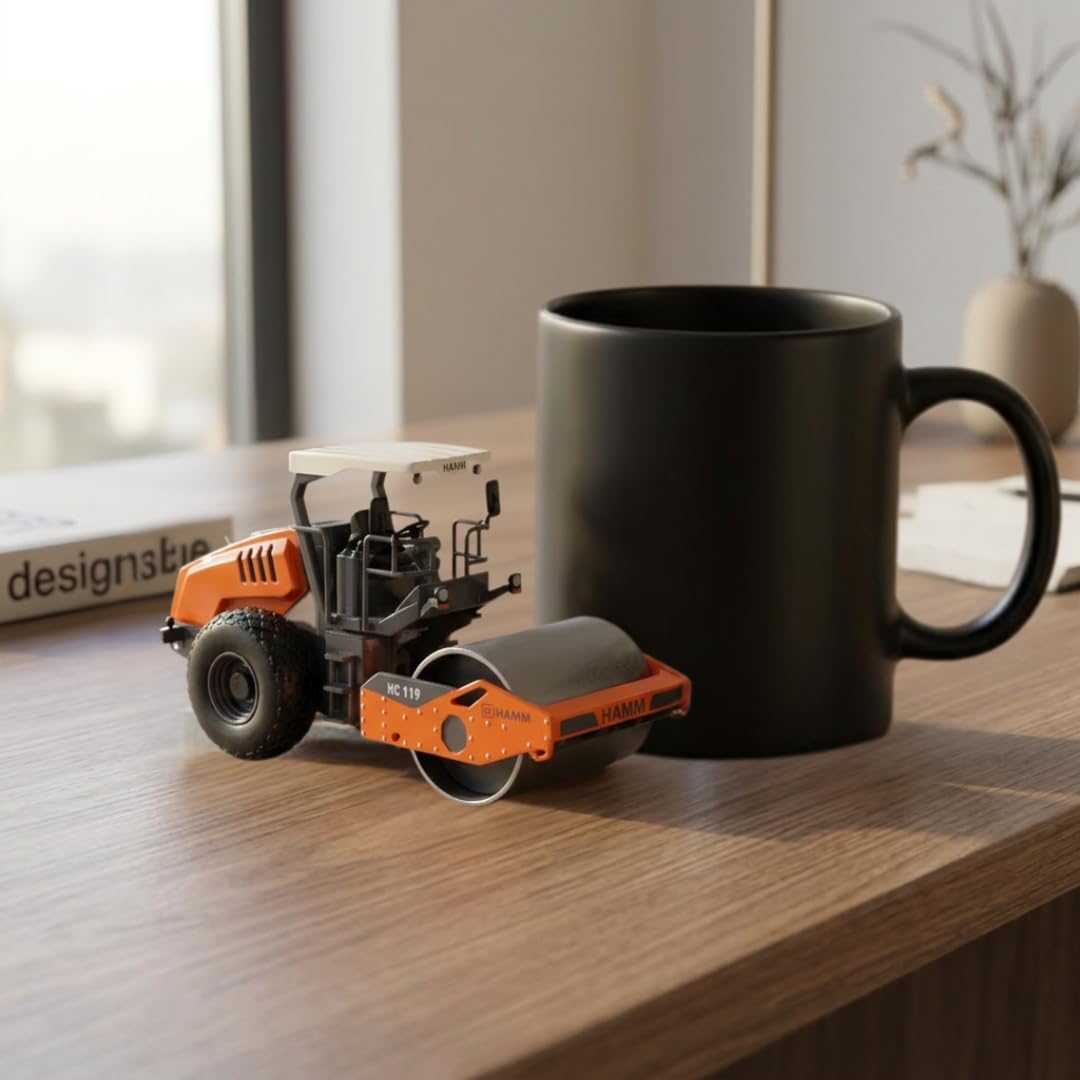 Hamm HC119 wałek 1:50 model Diecast, wysokiej jakości maszyny budowlane, miniaturowy model kolekcjonerski z metalu, z przegubową konstrukcją i realistycznym gładkim bandażem