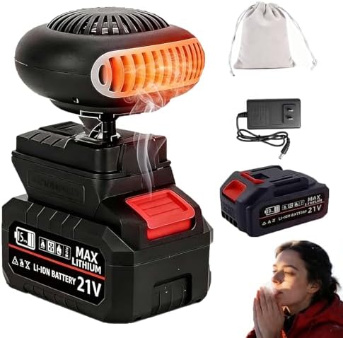 Battery Powered Space Heater, Battery Operated Heaters For Indoors, Dual USB, With 3000mah Rechargeable Batteries, Wireless, Portable, Silent, And Anti-Tilt Design For Cars/Camping (5-cell)