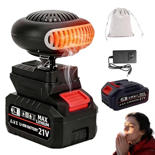 Battery Powered Space Heater, Battery Operated Heaters For Indoors, Dual USB, With 3000mah Rechargeable Batteries, Wireless, Portable, Silent, And Anti-Tilt Design For Cars/Camping (5-cell)