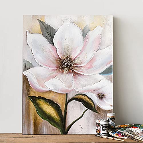 Cuadros Modernos Al Oleo,Rosa Textura Magnolia Flor Hoja Hoja De Oro Estambre Realismo Arte Moderno Pinturas Abstractas Pinturas Al Óleo Pintadas A Mano sobre Lienzo Arte De Pared para Sala De Esta