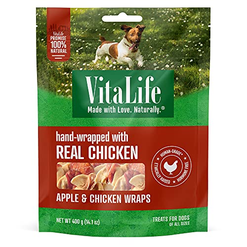 VitaLife Apple & Chicken Wraps | Natural 2-Ingredients | Jerky Dog Treats | Protein, Gluten Free & Good Source of Fibre | 400 g image 1