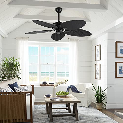 JONATHAN-Y-JYL9719A-Raffles-52-Mobile-AppRemote-Controlled-6-Speed-Palm-Blade-Ceiling-Fan-Bohemian-Coastal-Industrial-Modern-Traditional-for-Bedroom-Living-Room-Office-Black JONATHAN Y JYL9719A Raffles 52 Mobile AppRemote Controlled 6 Speed Palm Blade Ceiling Fan Bohemian Coastal Industrial Modern Traditional for Bedroom Living Room Office Black