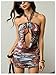 SHENHE Women's Sexy Halter Deep V Plunge Open Back O Ring Chain Ruched Bodycon Mini Dress Brown X-Small