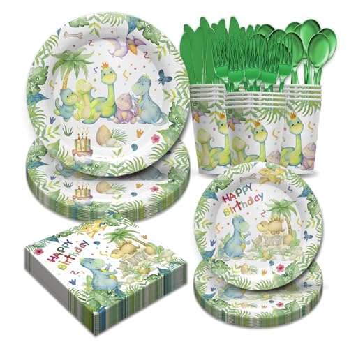 168Pcs Watercolor Dinosaur Decorations - Dinosaur Theme Birthday ...