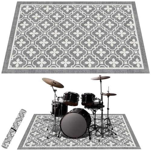 Drum Rug Outdoor 5x8FT Large Drum Carpet with Non-Slip Grip Bottom, Soundproof Drum Floor Mat for...