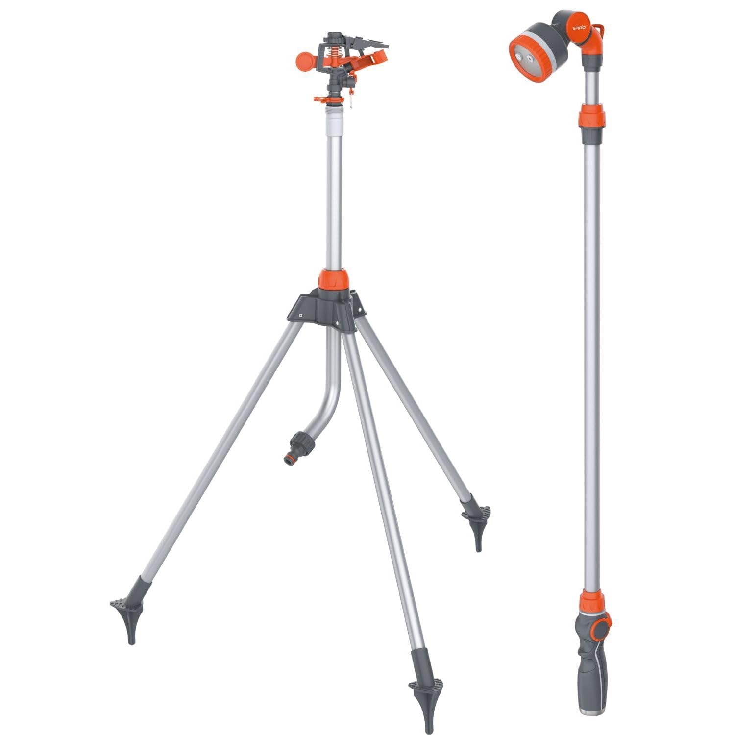 SPIDO - Kit douchette et asperseur sur Pied - Lance télescopique 95 à 140 cm - Asperseur 360° - Arrosage Jardin et massifs