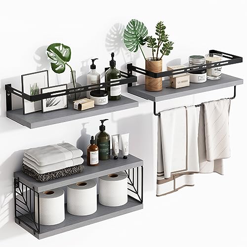 Fixwal 3+1 Tier Wall Mounted Bathroom Shelves Over Toilet, Rustic...
