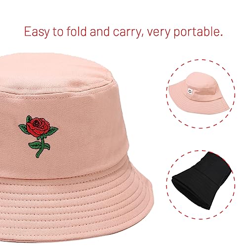 Image of Cotton Bucket Hat for Women Men Summer Travel Sun Beach Bucket Cap, Unisex Outdoor Fisherman Hat