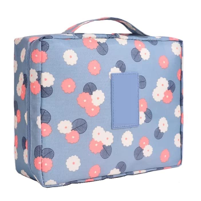 flywind Multipurpose Travel Cosmetic Makeup Pouch | Multi Pockets Toiletry Bags & Travelling Pouches for Girls | Inner Ware Storage Organizer & Wash Bag for Women (Blue Flower)-picture-40