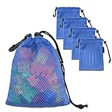 BeeGreen 5 Pack Small Mesh Bags Blue Mesh Drawstring Bags with Drawstring Cord Lock Closure Net Bag...