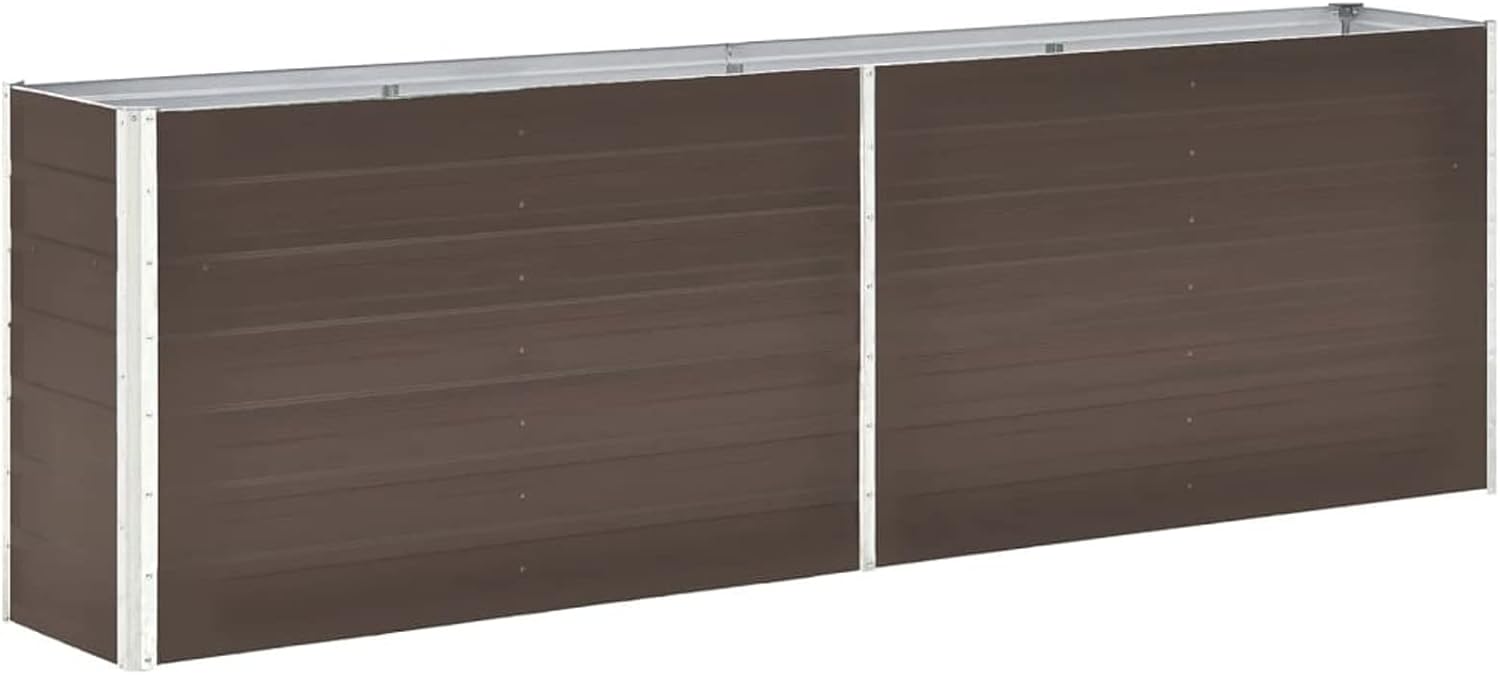 SECOLI Planters Outdoor Large Raised Planters for Garden Outdoor Raised Planters for Garden Galvanised Steel 240x40x77 cm Brown