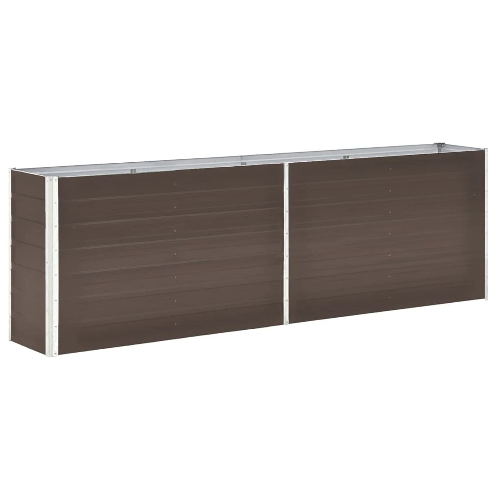 IKAYAA Raised beds for garden vegetables Metal Outdoor Elevated Planter Box Galvanised Outdoor Planter Flower Pot for Herbs and Vegetables Use for Patio Garden Balcony-brown-240 x 40 x 77 cm