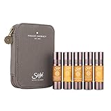 Saje Pocket Farmacy Essential Oil Blend Set, Soothes the Head, Supports the Belly, Stress, Pain, Coughs and Colds 5 (0.2 oz) bottles, 100% Natural