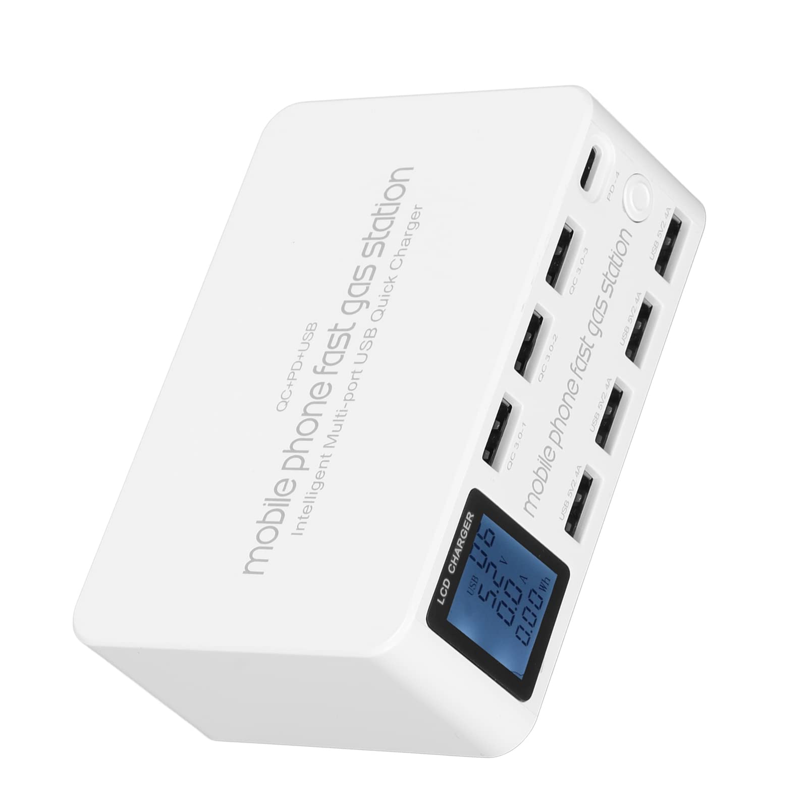 Estación de Carga múltiple Inteligente Cargador de Pantalla LCD de 8 Puertos WLX-818D Estación de Carga USB multipuerto de 100 W para teléfonos Cargador de Pantalla LCD multipuerto(ME)