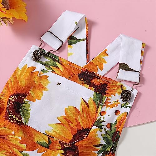 Toddler Girl Baggy Overall Pants Sunflower Printed Wide Leg Soft Baggy Casual Jumpsuits Loose Cute Trendy Trousers3