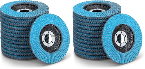 Discos abrasivos de abanico prémium con revestimiento de cinc, 10 unidades, diámetro de 115 mm, grano 40, para metal, acero y madera, recubiertos de corindón de circonio (Paquete de 2)