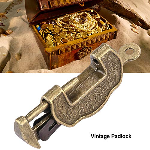 Image of Zinc Alloy Material Chinese Retro Bronze Color Brass Padlock Vintage Padlock for Mini Cabinet(Small)