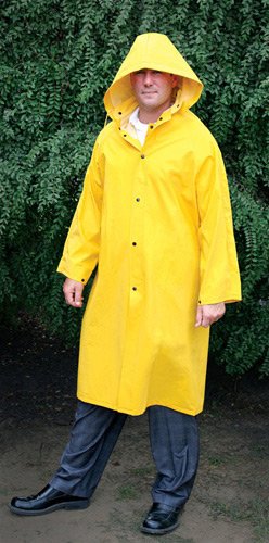 Image of MCR Safety 240CX5 49-Inch Classic Plus PVC /Polyester Corduroy Collar Coat with Detachable Hood and Cape Vented Back, Yellow, 5X-Large