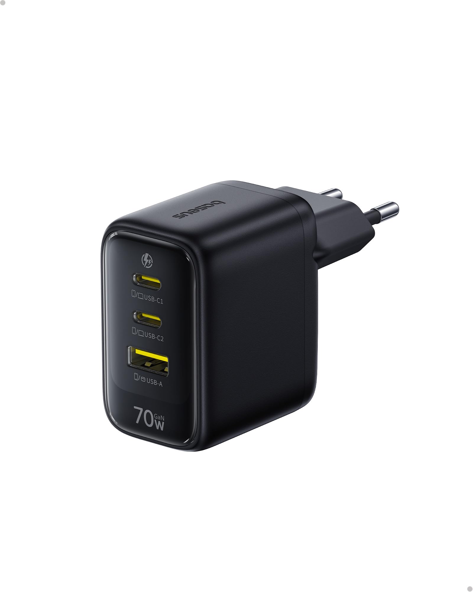 Baseus Enerfill 70W USB C Ladegerät, 3-Port GaN6 Schnellladegerät, kompaktes Netzteil für MacBook Air, iPhone 17/16/15 Pro Max, iPad Pro, Galaxy S25/S24, Pixel, Laptop und mehr