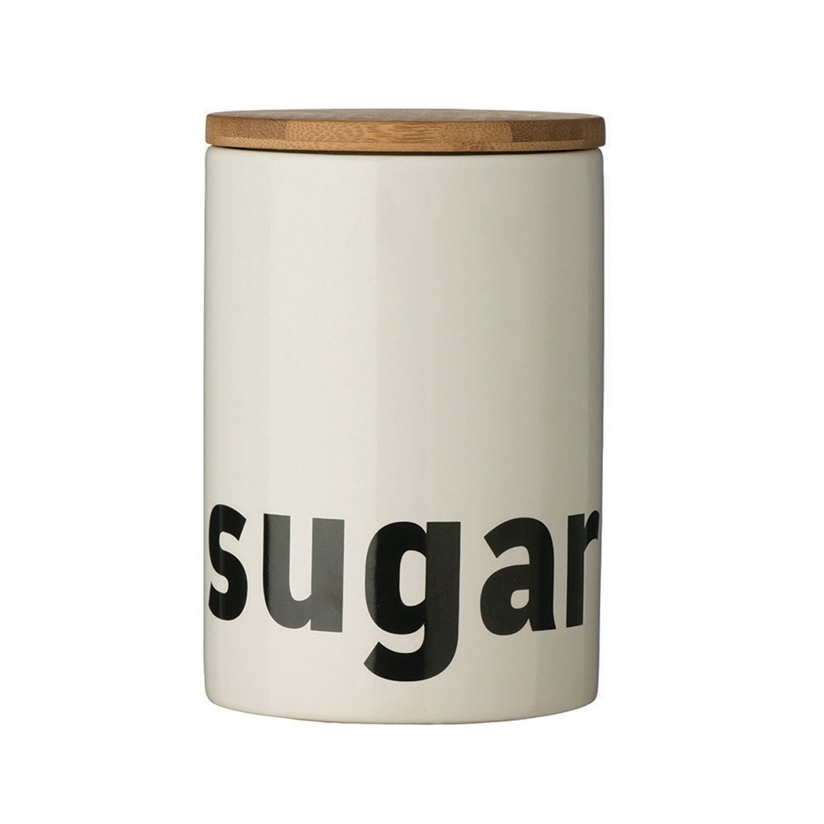 Premier Housewares Mono Sugar Canister Dolomite, Bamboo Lid White