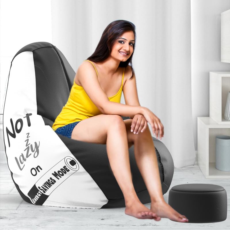 Biggie Bean Bag Chair 4XL Cover-Pop Prints-Printed Designer Bags-Where Prints Meet Personality with Free Cushion & Footrest (Matching Color : Printed, Not Lazy - Black White)-image-33