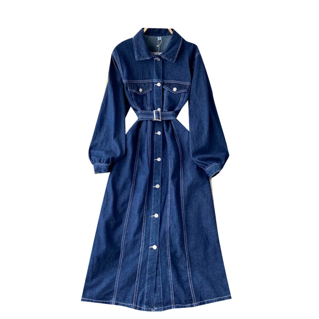 womens autumn dress f denim Allegra K Women's Denim Dresses Spring Summer Button Down 3/4 Sleeve 2026  Jean Mini Dress X-Small Blue at Amazon Women's Clothing store