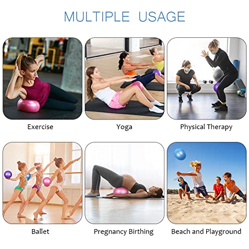 flintronic Gymnastikball Kleiner Pilates-Ball, 25cm Soft Yoga Ball, mit aufblasbarem Strohhalm, Anti-Burst-Übungsball für Yoga, Pilates, Balance, Physiotherapie, Stretching und Core-Fitness