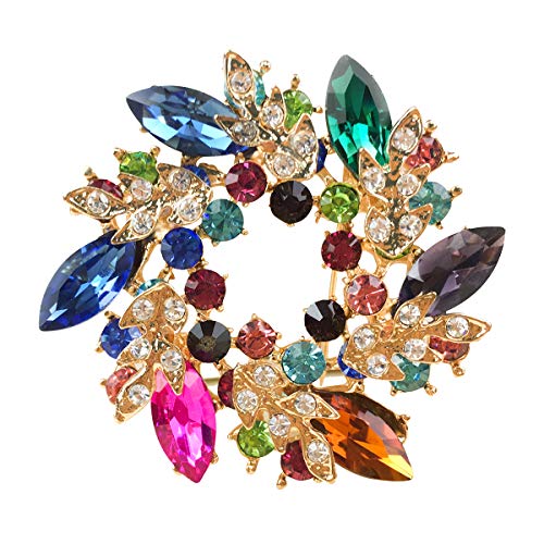Merdia Bauhinia Brooch Pin for Women Flower Brooch Elegant Simulated Crystal Brooches-Colourful