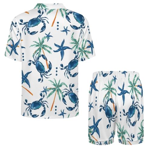 Image of Cute Crab Starfish Womens Pajamas Shorts Set Two-piece Pj Sets Short Sleeve, XX-Large, Style-33