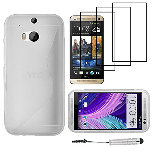 ebestStar - Coque Compatible avec HTC One M8 2014 Etui Housse Silicone Gel TPU Souple Motif S-Line + Mini Stylet + 3 Films d'écran, Transparent [Appareil:...