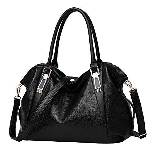 ZiXing Sac à main pour femmes en Cuir PU sac à bandoulière Vintage Sac mian épaule Noir