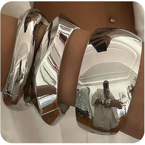SONNYX 3-4Pcs Chunky Bangle Bracelets for Women Chunky Bangles Trendy Wide Wrist Cuff Bracelet Stack Set Gifts