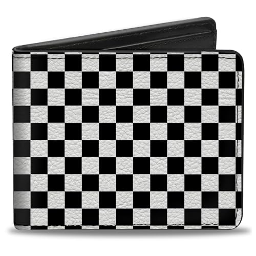Buckle-Down Men's Standard PU Bifold Wallet-Checker Black/White, Multicolor, 4.0