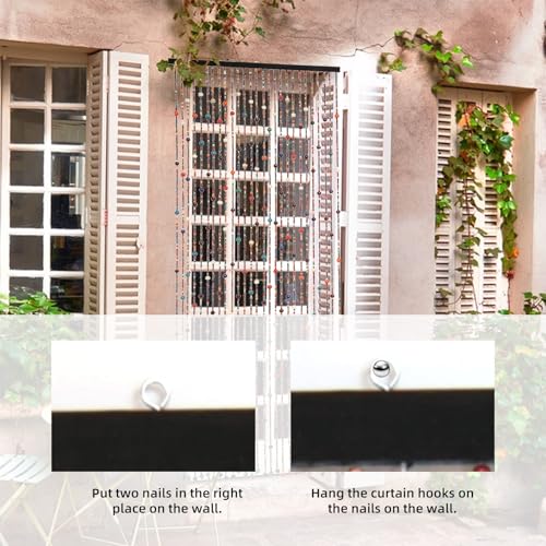 YCBTREE Beaded Curtain for Doorways - Colorful Boho Bamboo Handmade Hanging Wooden Door Beads, Fly Screen, 90 x 190 cm - Image 5