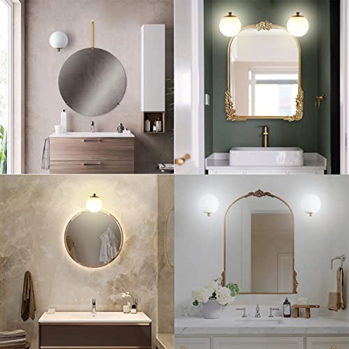 Popity Home Gold Wall Sconces Set Of 2, Mid Century Modern Wall Sconce With Globe Frosted Glass Shade thumb #1