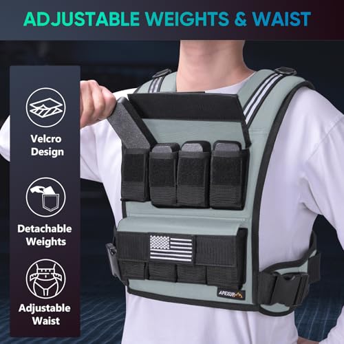 Image of APEXUP Adjustable Weighted Vest Men 20lbs /30lbs /40lbs Weights with Reflective Stripe, Weight Vest Woman Workout Vest for Strength Training Running Walking