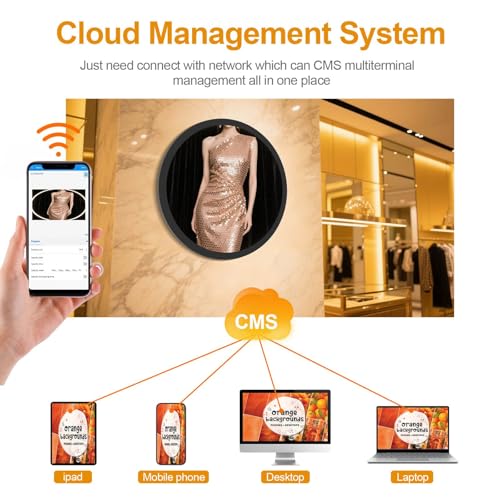 Image of 23.6 Inch Round Digital Signage, 600nits High Brightness LCD Monitor Advertising Display,Indoor Digtal Signage, CMS /U-Disk Plug&Play, Smart Split Screen, 24 /7 Operation, HDMI /USB /WiFi /Android System
